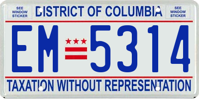 DC license plate EM5314