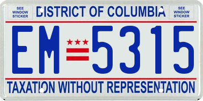 DC license plate EM5315
