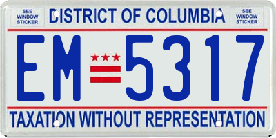 DC license plate EM5317
