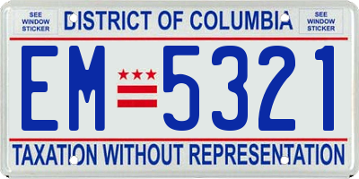 DC license plate EM5321