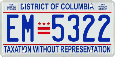 DC license plate EM5322