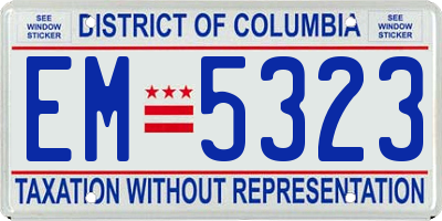 DC license plate EM5323