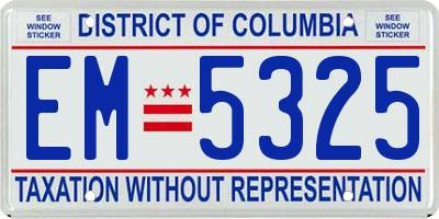 DC license plate EM5325