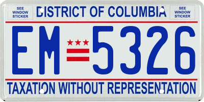 DC license plate EM5326