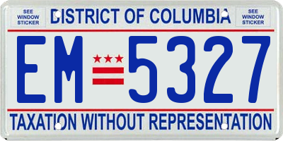 DC license plate EM5327