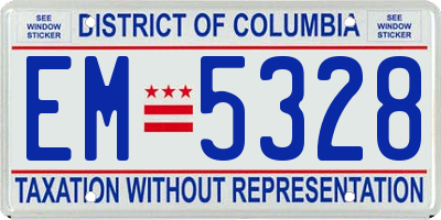 DC license plate EM5328