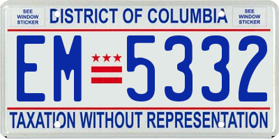 DC license plate EM5332