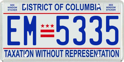 DC license plate EM5335