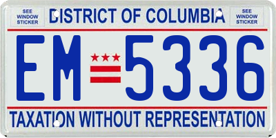 DC license plate EM5336