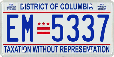 DC license plate EM5337