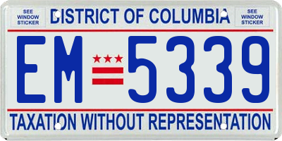 DC license plate EM5339