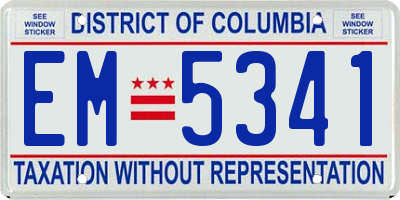 DC license plate EM5341