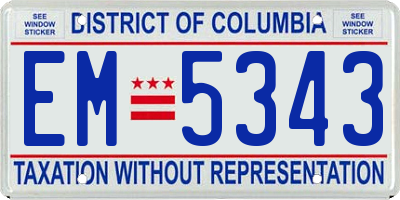 DC license plate EM5343