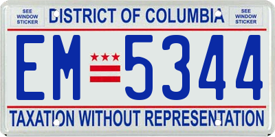 DC license plate EM5344
