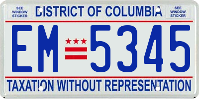 DC license plate EM5345