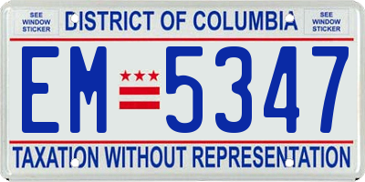 DC license plate EM5347