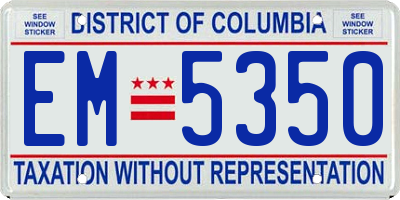 DC license plate EM5350