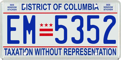 DC license plate EM5352