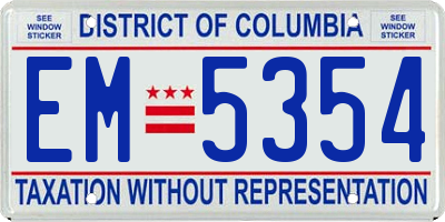 DC license plate EM5354