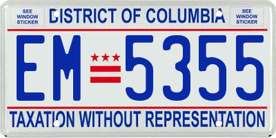 DC license plate EM5355