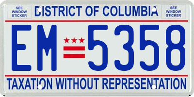 DC license plate EM5358