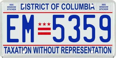 DC license plate EM5359
