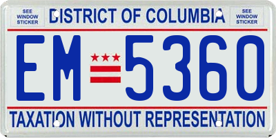 DC license plate EM5360