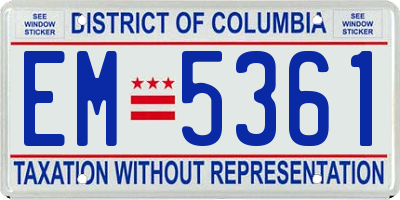 DC license plate EM5361