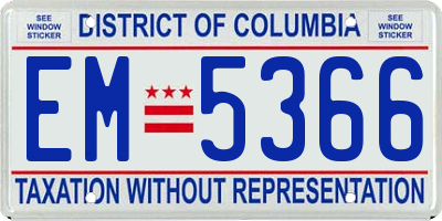 DC license plate EM5366