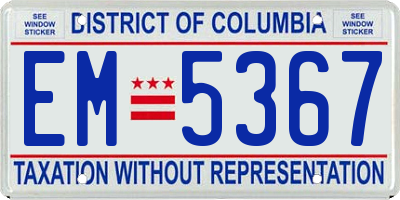 DC license plate EM5367