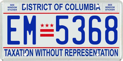 DC license plate EM5368