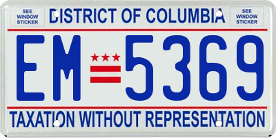 DC license plate EM5369