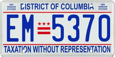 DC license plate EM5370