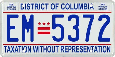 DC license plate EM5372