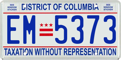 DC license plate EM5373