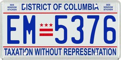DC license plate EM5376