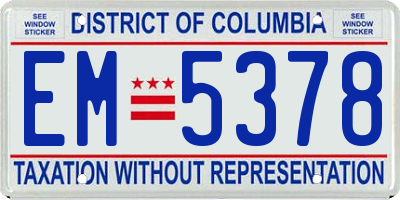 DC license plate EM5378