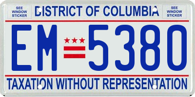 DC license plate EM5380