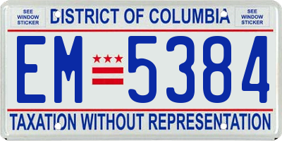 DC license plate EM5384
