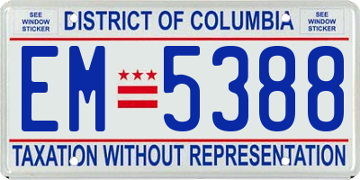 DC license plate EM5388