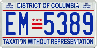 DC license plate EM5389
