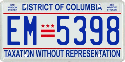 DC license plate EM5398