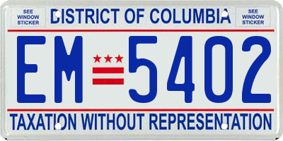 DC license plate EM5402