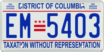 DC license plate EM5403