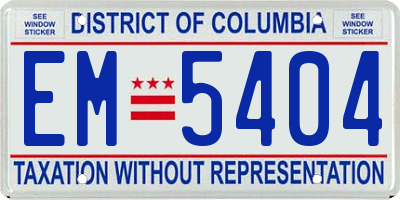 DC license plate EM5404