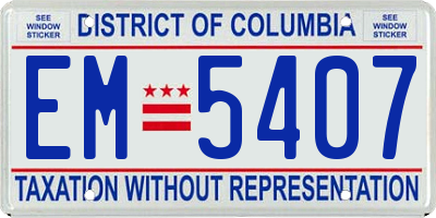 DC license plate EM5407