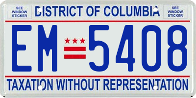DC license plate EM5408