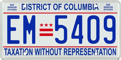 DC license plate EM5409