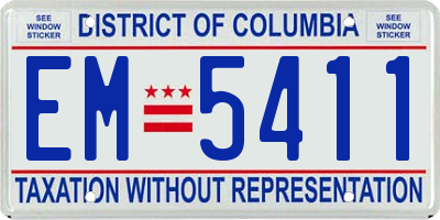 DC license plate EM5411