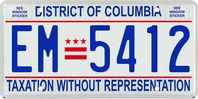 DC license plate EM5412